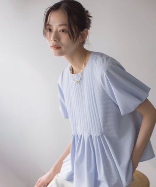 組曲 S ドビーストライプピンタック ブラウス ブルーストライプ系1