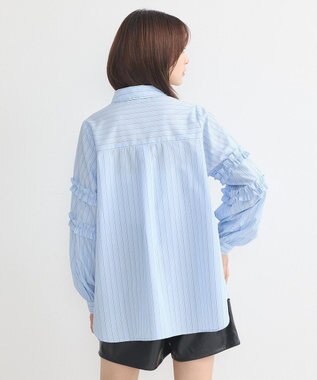 earth music&ecology レギュラーカラーフリルシャツ Light Blue