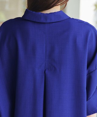 Tiaclasse 【洗える】麻ライクスキッパーシャツチュニック ブルー