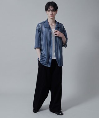 WEGO ストライプメッシュBIGシャツ（S） 柄3