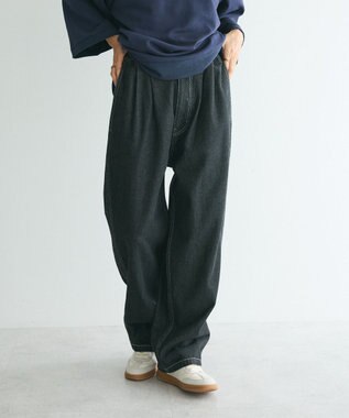 CRAFT STANDARD BOUTIQUE 【ユニセックス】デニム2タックワイドテーパードパンツ Black