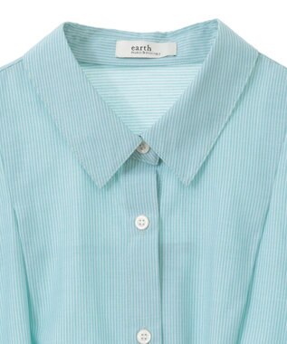 earth music&ecology ＴＲキュプラドロストシャツ Stripe Green