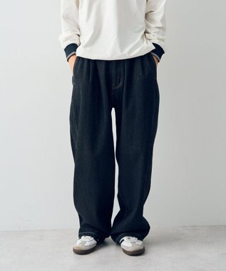 CRAFT STANDARD BOUTIQUE 【ユニセックス】デニム2タックワイドテーパードパンツ Black