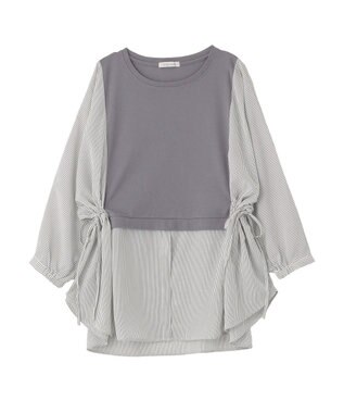 Green Parks 脇リボンドッキングチュニック Stripe Gray