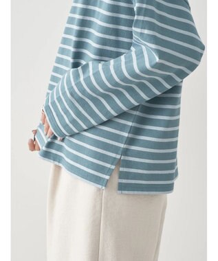 earth music&ecology スクエアボーダープルオーバー Green