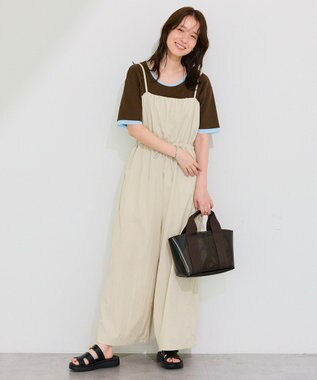 Green Parks 胸元バルーンワイドシルエットサロペット