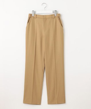自由区 【洗える】ウォッシャブルハイカウントフラノ ストレートパンツ キャメル系