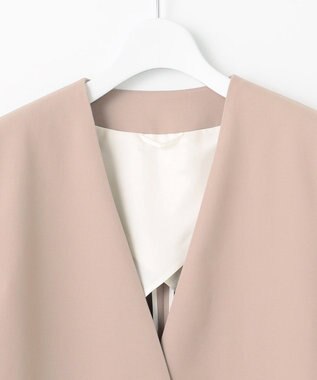 23区 L 【エステータ】コットンダブルクロス ノーカラージャケット グレージュ系