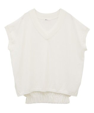 CRAFT STANDARD BOUTIQUE バックギャザーＶネックニットベスト White