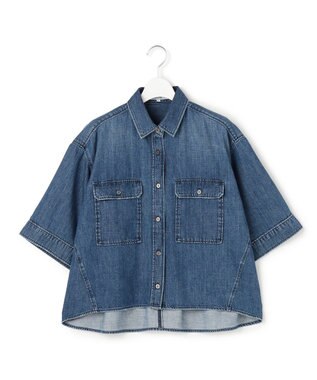 23区 【SLOW/一部店舗限定】LIGHT DENIM クロップド シャツ ブルー