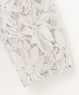 自由区 【XSサイズ～/洗える/セット可】フラワーコードレース ペプラムブラウス ライトグレー系