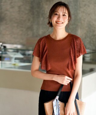 【洗える】レーシーフレアスリーブ ニット
