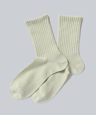 WHITE MAILS PAPER WIDE RIB CREW SOCKS ソックス ライトグリーン