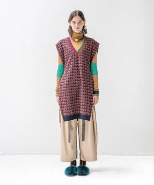 COQ CROSS STRIPE ロングベスト ブラウン