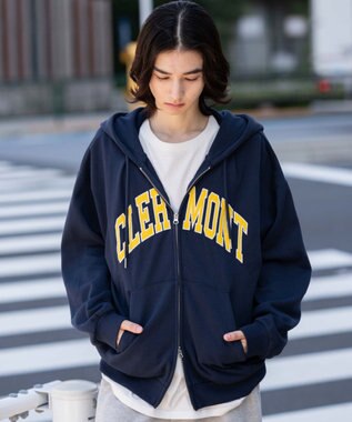 WEGO 【25年秋冬新作/ユニセックス着用ITEM/SMLサイズ展開】グラフィックロゴダブルZIPパーカー ネイビー