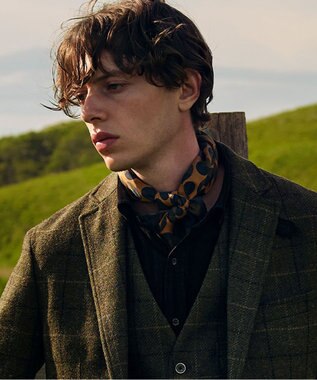 JOSEPH ABBOUD 【ツィード/UKファブリック】ツイード  ウィンドーペン ベスト カーキ系4