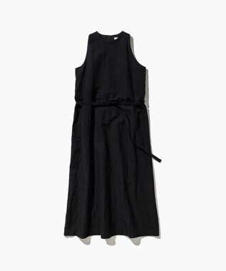 ATON CRISPY LINEN | タンクトップドレス BLACK