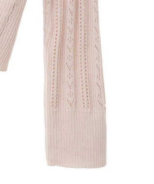 earth music&ecology シルバーボタン透かし編みニットカーディガン Beige