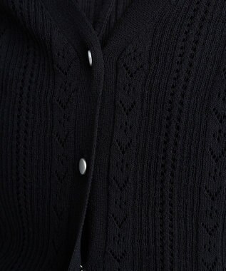 earth music&ecology シルバーボタン透かし編みニットカーディガン Black