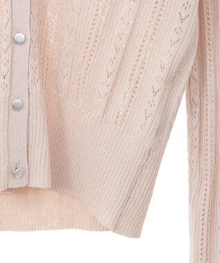 earth music&ecology シルバーボタン透かし編みニットカーディガン Beige