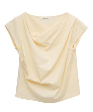 Green Parks ドレープオフショルフレンチ袖Ｔシャツ Lemon Yellow