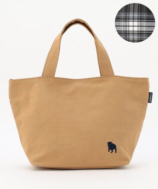 J.PRESS LADIES 【完全受注生産】ポーチ付き キャンバス ミニトートバッグ ベージュ×グレーチェック系