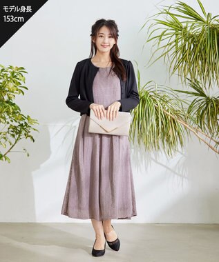 Tiaclasse L 【洗える】大人上品な総レースワンピース ラベンダーグレー