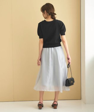 Feroux 【ご好評につき今季も登場！】チュールコンビパフスリーブ ニット ブラック系