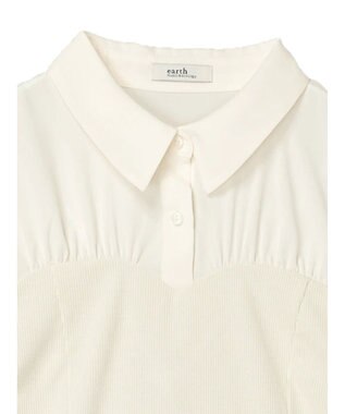 earth music&ecology ドッキングフリルシャツ見えプルオーバー Ivory
