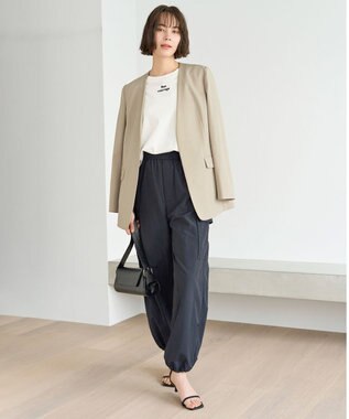 UNFILO TENNEN TOUCH ノーカラージャケット ベージュ