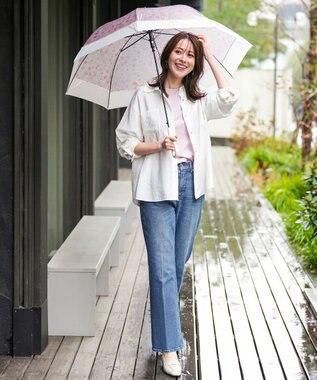 ANY SIS 【WEB・一部店舗限定】切り継ぎフラワー アンブレラ ピンク