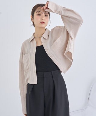 earth music&ecology Ｗポケットショートシャツ Beige