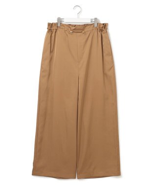 23区 【接触冷感/洗える】ヴィンテージソフトサテン サスペンダー パンツ キャメル系