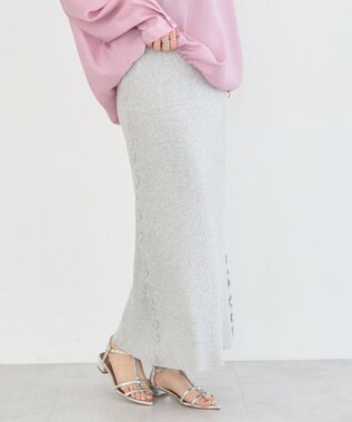 earth music&ecology サイドメローリブニットスカート Gray Mixture