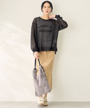 ANY 2WAYバイカラーファーバッグ グレー