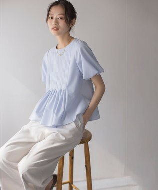 組曲 S ドビーストライプピンタック ブラウス ブルーストライプ系1
