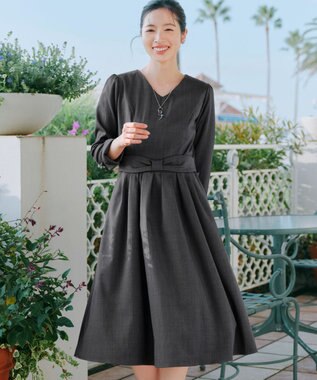 リボンウエスト切替ワンピース