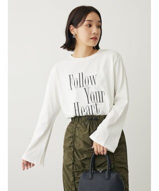 Green Parks ・Ｐｅｔｉｔ　Ｆｌｅｕｒ　ロゴｐｔフレアスリーブロンＴ Off White