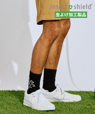 PW CIRCULUS 【虫よけ加工】【MEN】サークルロゴ ミドルソックス  ゴルフ ブラック系