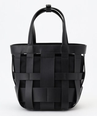 Y'SACCS 【リサイクルレザー】メッシュかごバッグ　small ブラック×ブラック