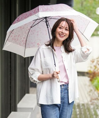 ANY SIS 【WEB・一部店舗限定】切り継ぎフラワー アンブレラ ピンク