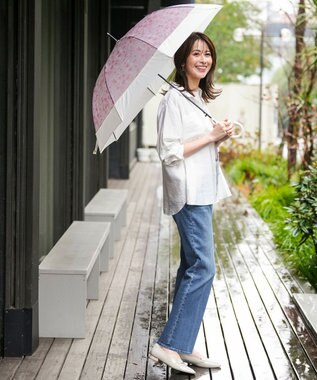 ANY SIS 【WEB・一部店舗限定】切り継ぎフラワー アンブレラ ピンク