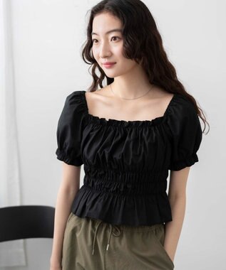 WEGO オフショルシャーリングブラウス ブラック