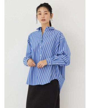 AMERICAN HOLIC イージーケアブロードシャツ Stripe Sax