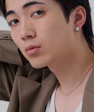 Phoebe 【金属アレルギー対応】ワンタッチワイドフープミニピアス(片耳)/サージカルステンレス シルバー シルバー