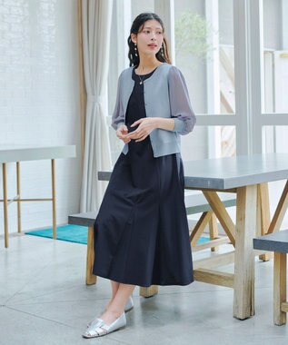 Tiaclasse 【洗える】裾フレアAラインワンピース ネイビー