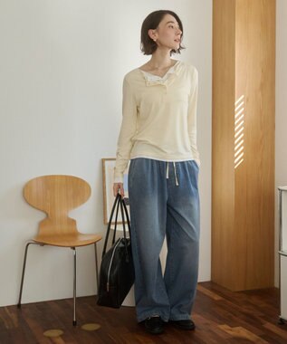 WEGO 【ANGIE VINTAGE】デニムイージーパンツ ブルー