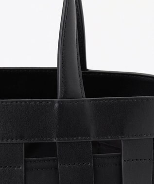 Y'SACCS 【リサイクルレザー】メッシュかごバッグ　small ブラック×ブラック