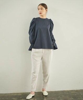 #Newans 【洗える】ジョーゼットテーパードパンツ ホワイト系