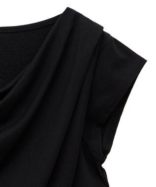 Green Parks ドレープオフショルフレンチ袖Ｔシャツ Black